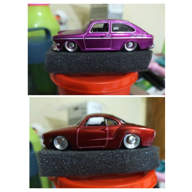 2 pcs MAISTO LOOSE 1967 VW1600FASTBACK& 1966 VW KARMANN GHIA Loose