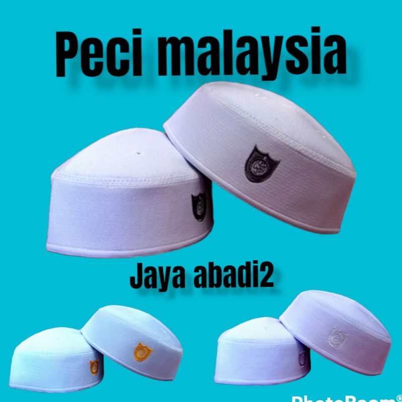 songkok peci Malaysia ABDUL KAREEM putih logo emas