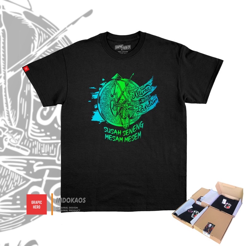 NRIMO ING PANDUM TEE KAOS JAWA BIJAK WONG JOWO SUSAH SENENG MESAM MESEM ORIGINAL GRAPHIC HERO