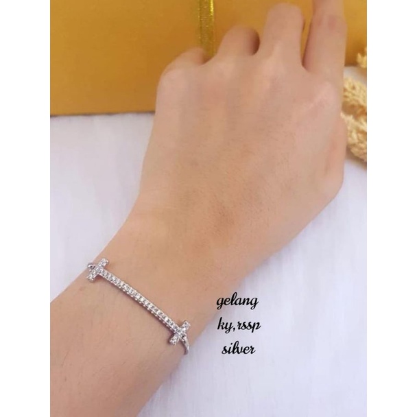 Gelang premium zircon serut, cantik,mewah,cocok buat yg kurus atau gemuk ya krna bisa diatur sendiri