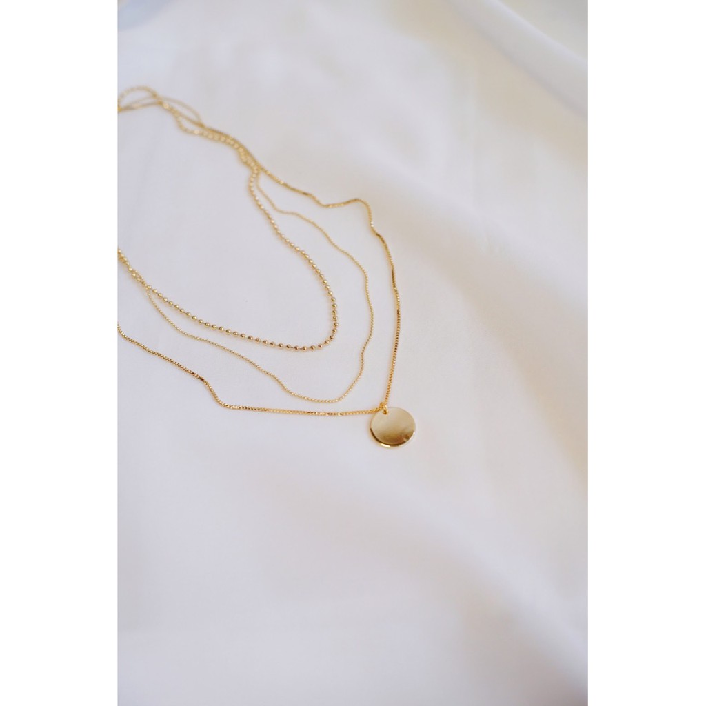 Ark.co - Latona Layer Necklace kalung rantai tumpuk disc koin