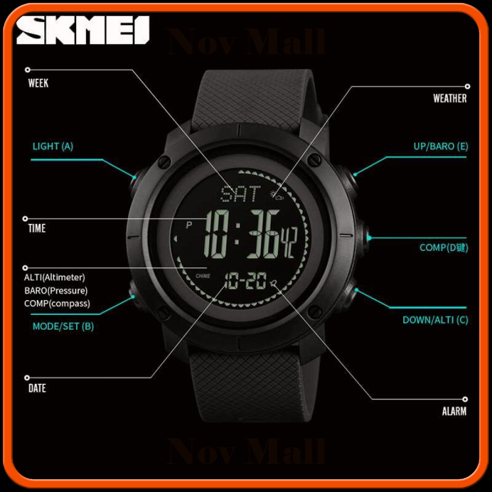 SKMEI Jam Tangan Digital Sporty Pria Pedometer Calorie Compass - 1427