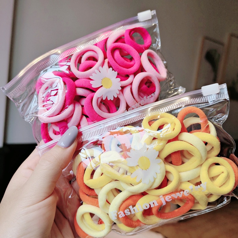 Set Ikat Rambut Model Seamless Warna Polos Untuk Wanita