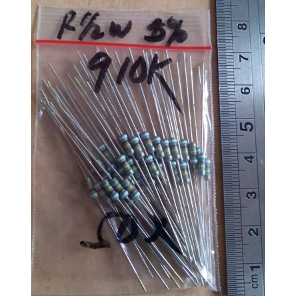 Silakan Order Paket 50 pcs Resistor  R 0 5W 910K Metal film Grosir Lebaran