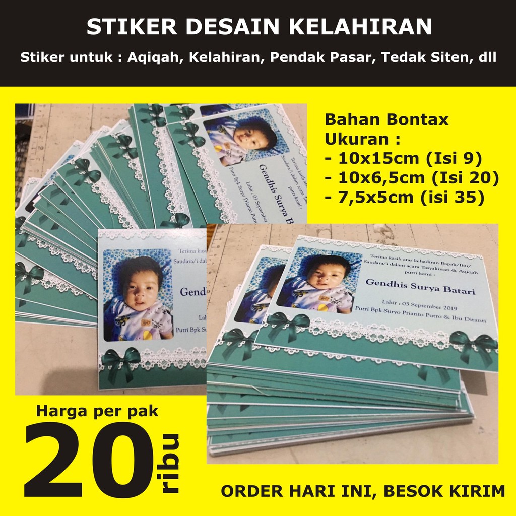 

Stiker Aqiqah isi 36 Stiker Selapan/Stiker Pendak Pasar/turun tanah/Tingkepan/Mitoni/Ultah