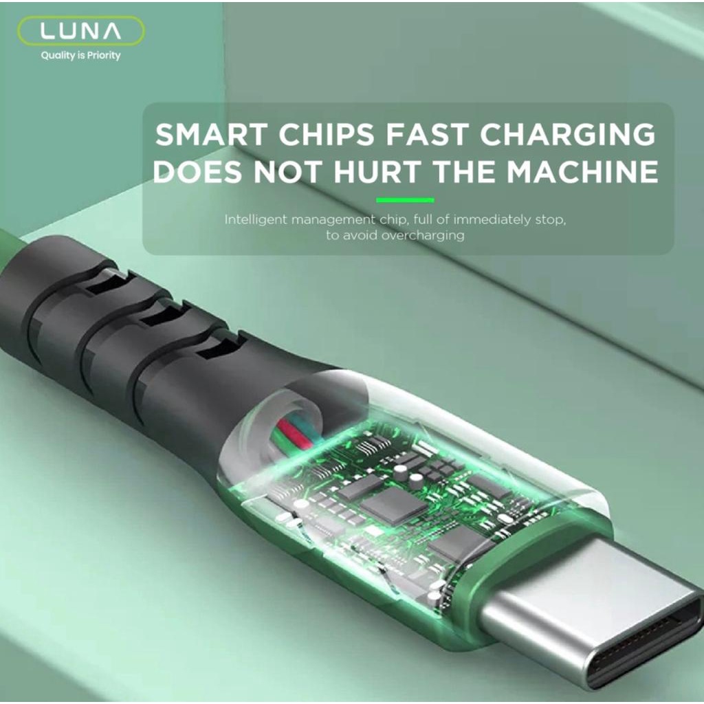 Kabel Data Type C / Lightning / Micro USB - QC 2,4A Fast Charge Fibre LUNA