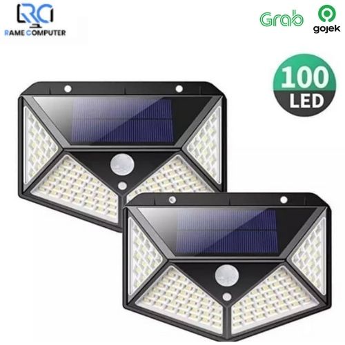 Lampu Solar Tenaga Surya 100 LED Lampu Dinding Taman Sensor Gerak