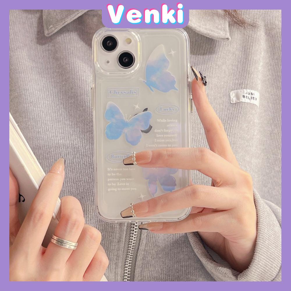 iPhone Case Clear Case Soft Thick TPU Shockproof Super Transparent Protection Camera Plating Button Blue Butterfly For iPhone 13 Pro Max iPhone 12 Pro Max iPhone 11 iPhone 7 Plus