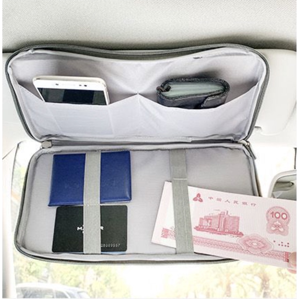 WRF38B Sunvisor Version 2.0 Tempat Dokumen Uang Kartu Mobil Bahan Kulit Leather PU Impor TKM