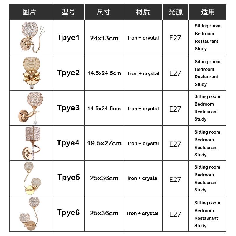 Lampu Dinding Kristal Gaya Modern Untuk Dekorasi Rumah Wall lamp E27