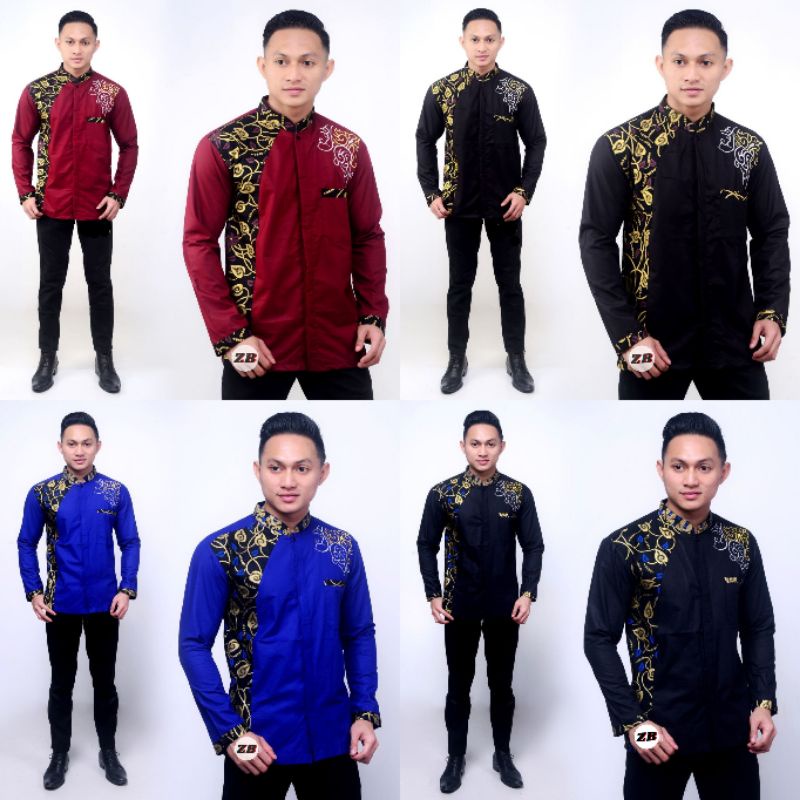 Kemeja Batik Pria Batik Kertabumi Kombinasi Bordir / Baju Batik Pria Murah Lengan Panjang