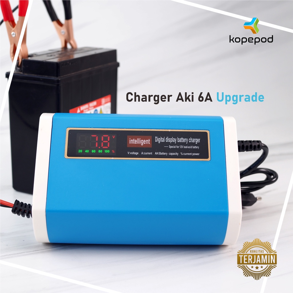 CHARGER Aki 6A 12V Charger Accu Alat Cas Aki 6 amper Up Cas Aki Mobil Dan Motor Otomatis Kopepod