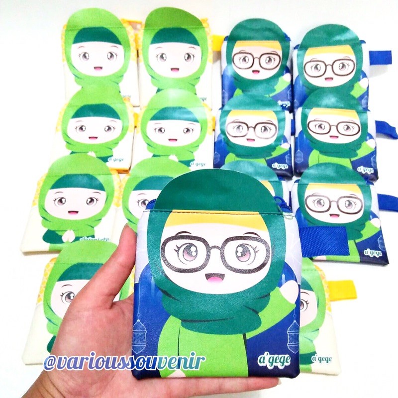 Custom Nama Dompet Idul Fitri Lebaran 3D Kotak Amplop Fitrah THR Gambar Muslimah Muslimin