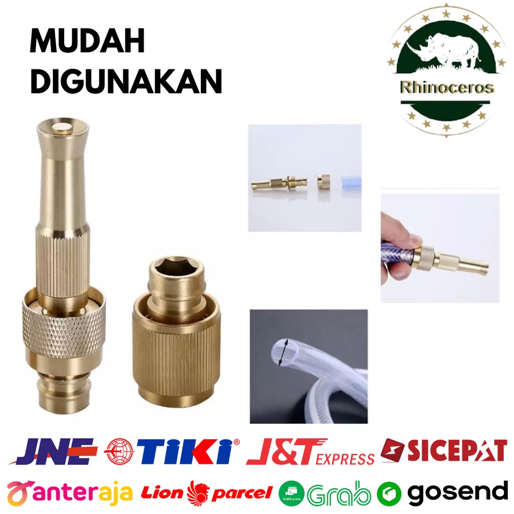 Semprotan Air Lurus Kuningan Hose Nozzle Kepala Cuci Mobil 5/8Inch