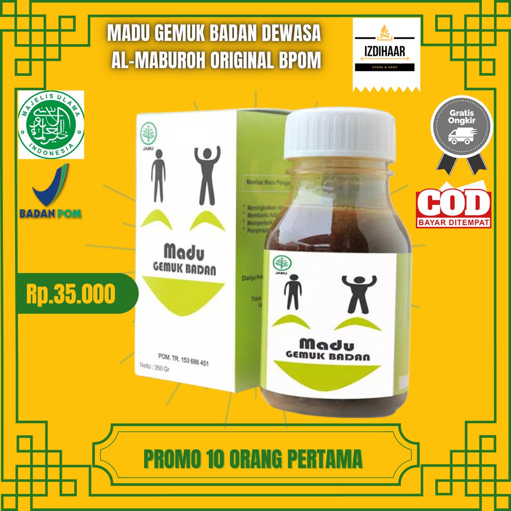 

MADU PENGGEMUK CEPAT DAN SEHAT UNTUK BADAN DEWASA AL-MABUROH ORIGINAL BPOM