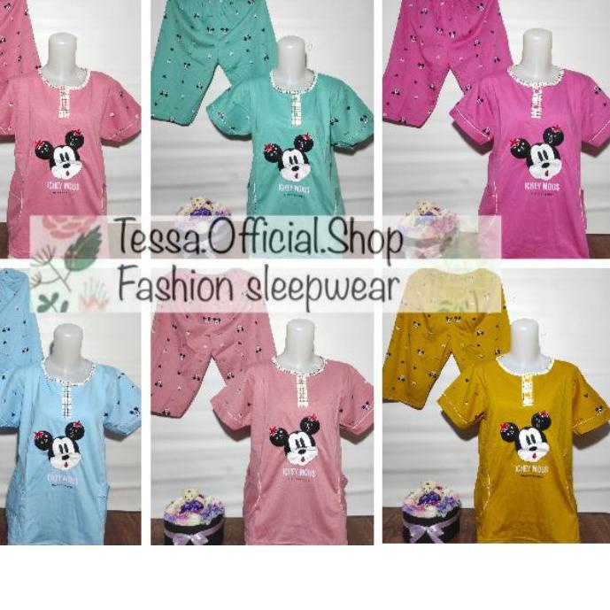 ✷ BAJU TIDUR TESSA JUMBO KULOT TESSA WANITA PIYAMA WANITA 3/4 JUMBO TESSA ☆