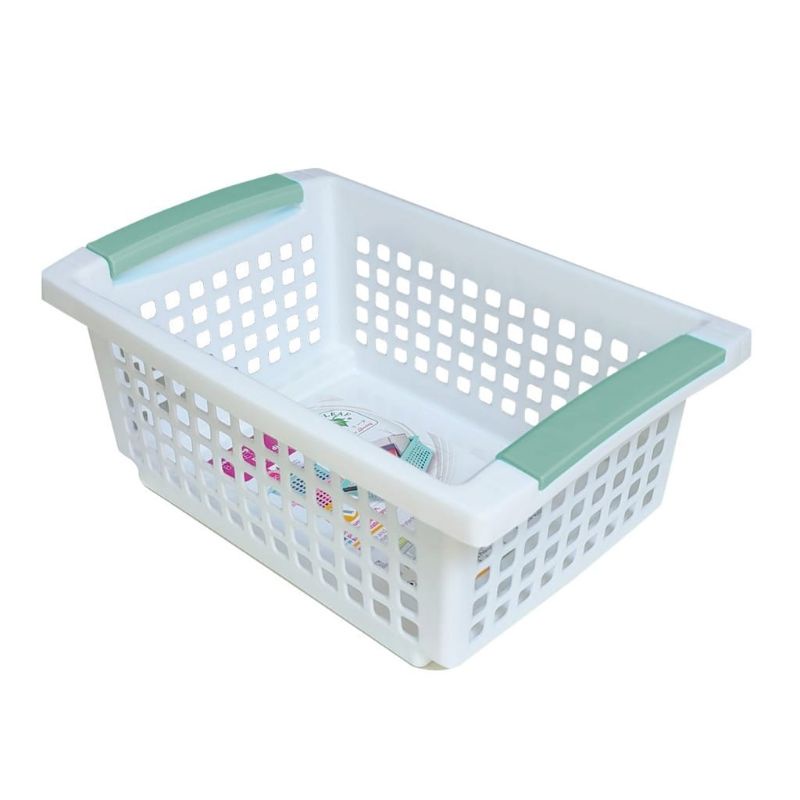 keranjang susun serbaguna keranjang plastik estetik keranjang green leaf stackable keranjang