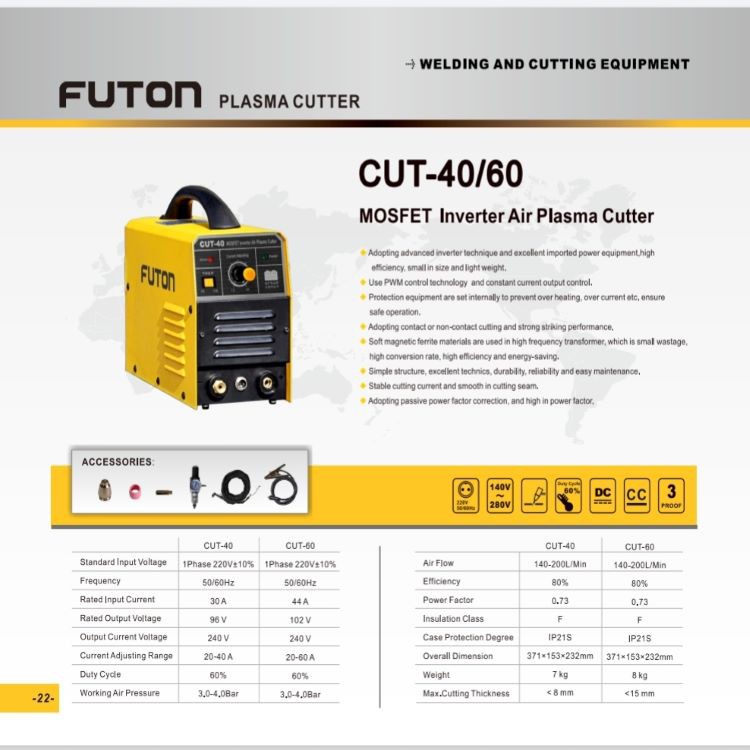 FUTON PLASMA CUTTING MACHINE 40 A / MOSFET Inverter Air Plasma Cutter [CUT-40]