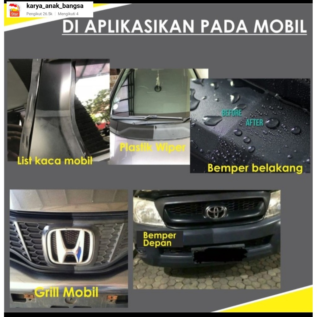 Penghitam Trim Restorer Body Plastik Motor &amp; Mobil