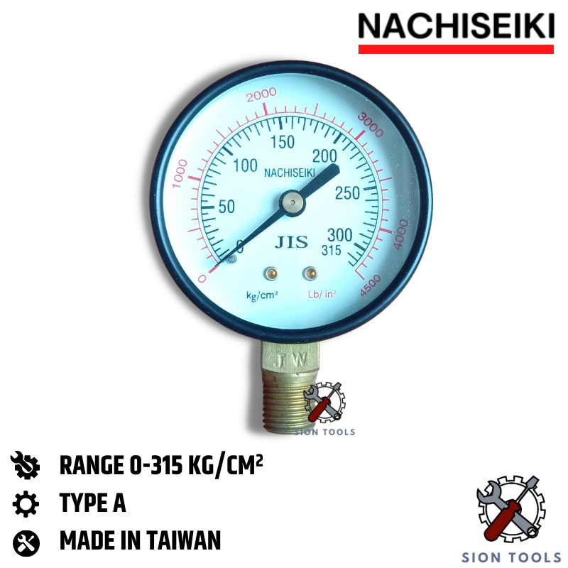 NACHISEIKI PRESSURE GAUGE 315 BAR / MANOMETER / PENGUKUR TEKANAN UDARA