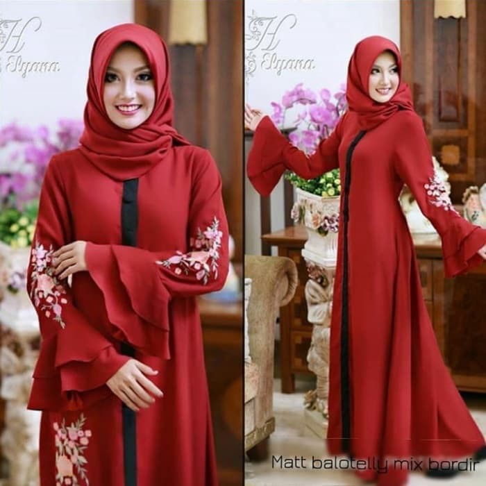Gamis Elyana Maxi Dress Baju Panjang Muslim Casual Wanita Gaun Terbaru