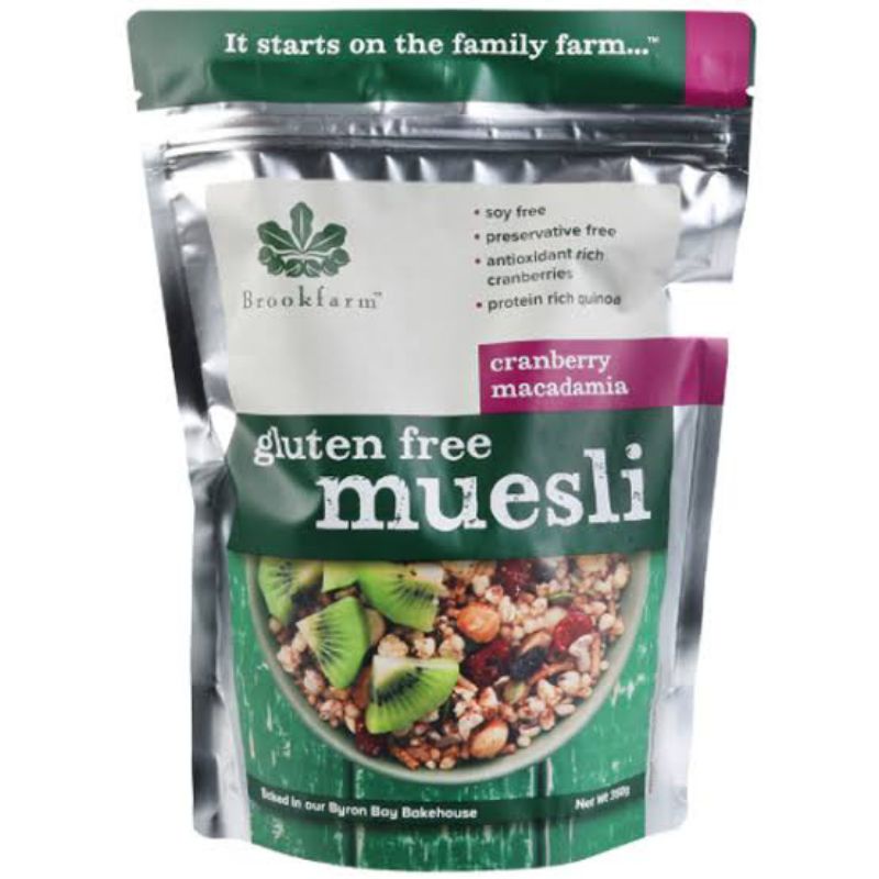 

Brookfarm gluten free muesli cranberry macadamias 350gr