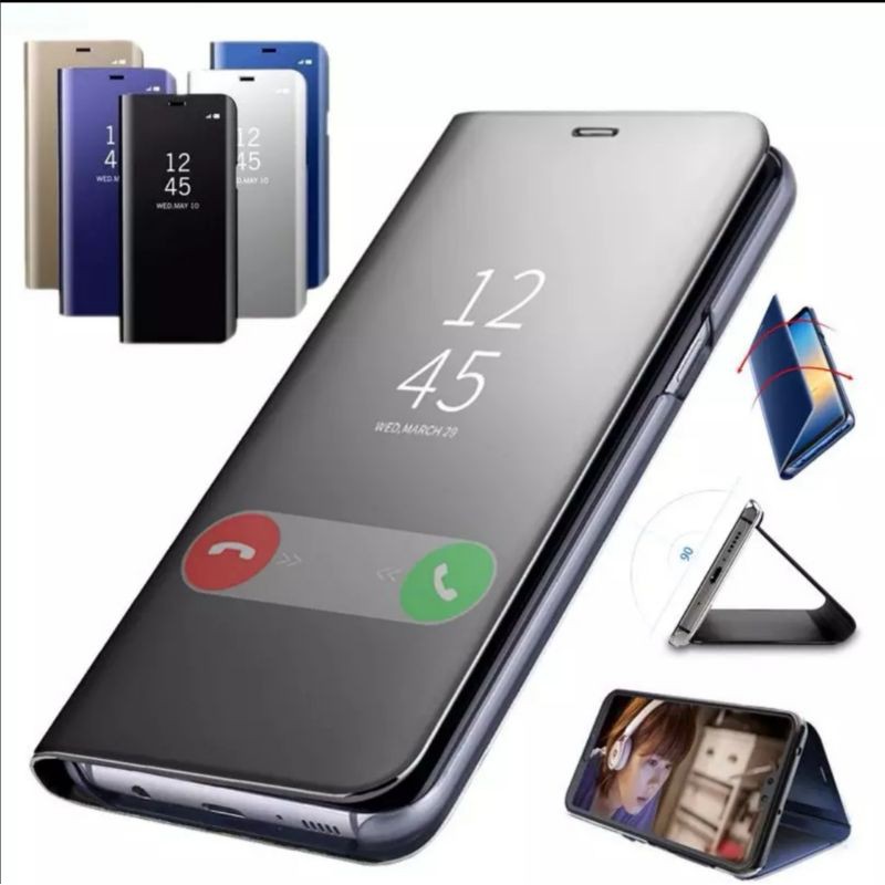 Vivo Y30 Y50 Clear View Flip Cover Miror kaca Standing Case Casing