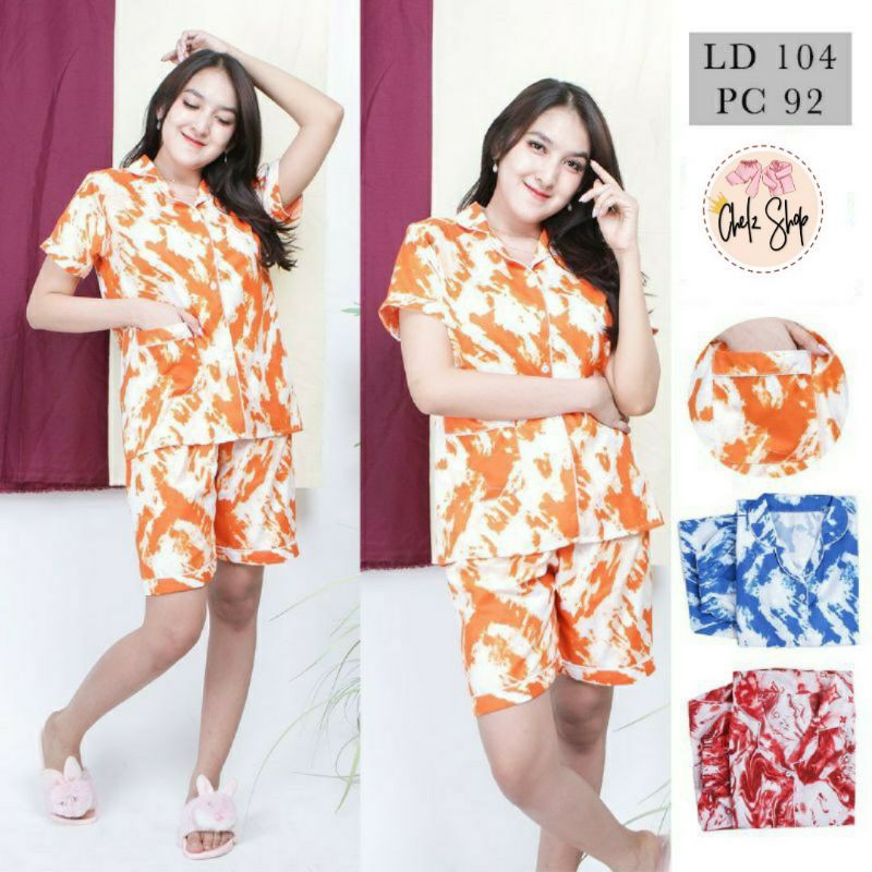 Baju Tidur Piyama Wanita / Cewek Set Tie Dye HP Dewasa