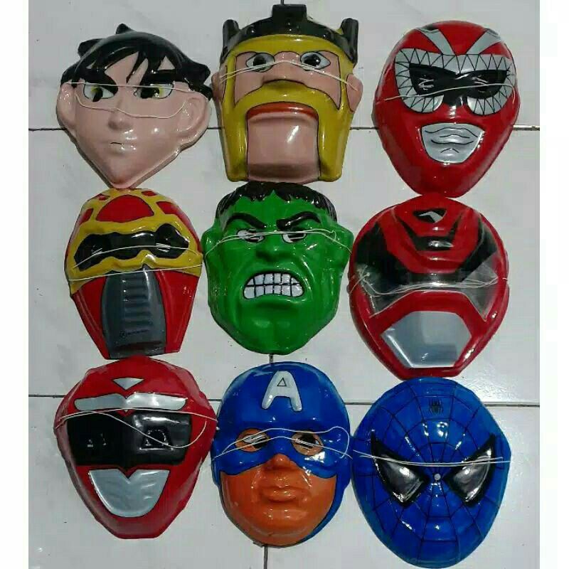 mainan topeng plastik superhero isi 20 pcs grosir termurah