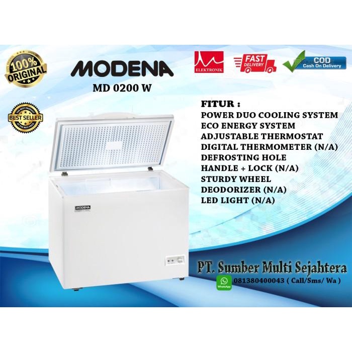 Cooler | Modena Chest Freezer Box Md-0200 W (200 Liter)