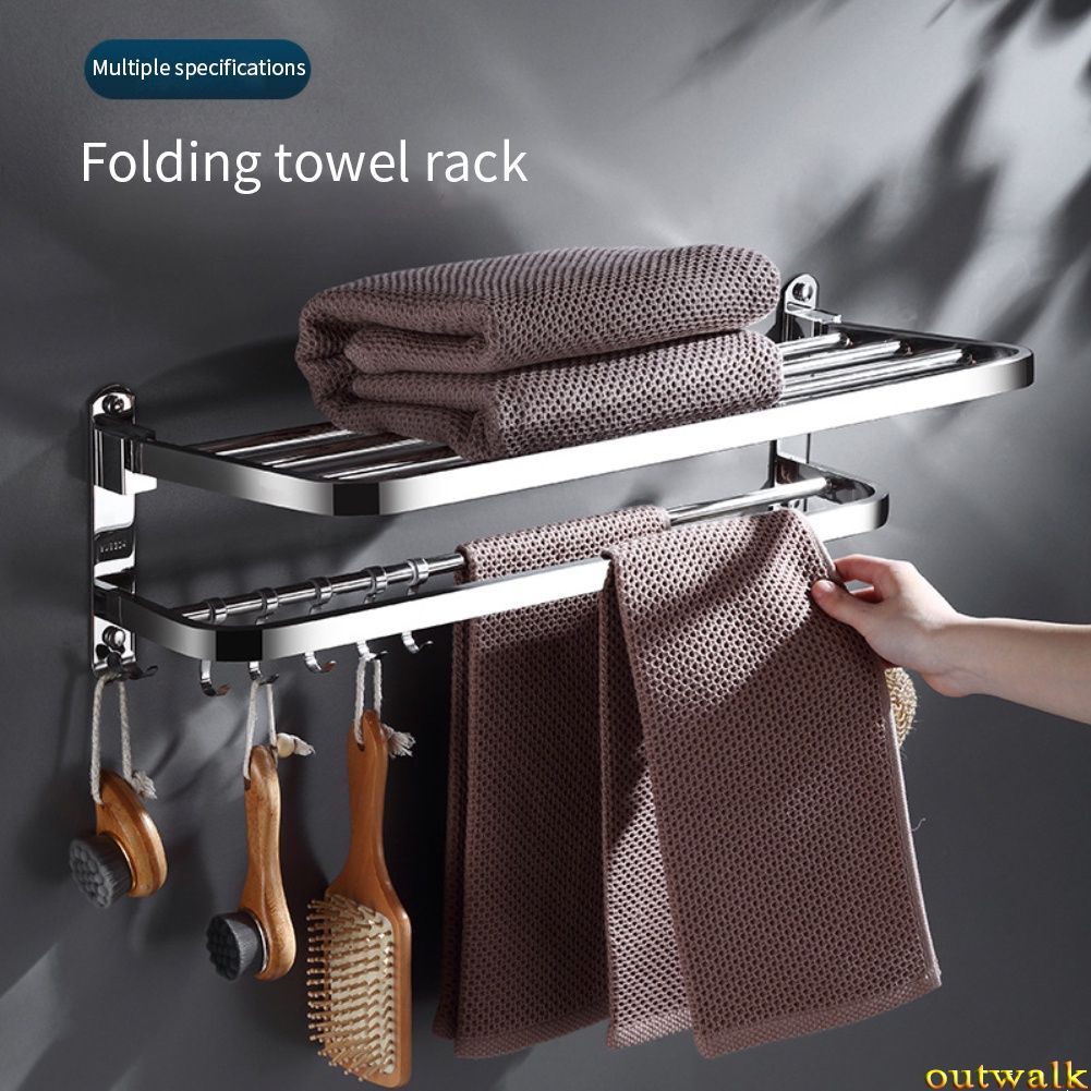 Rak Holder Handuk Model Lipat Bahan Stainless Steel Untuk Kamar Mandi