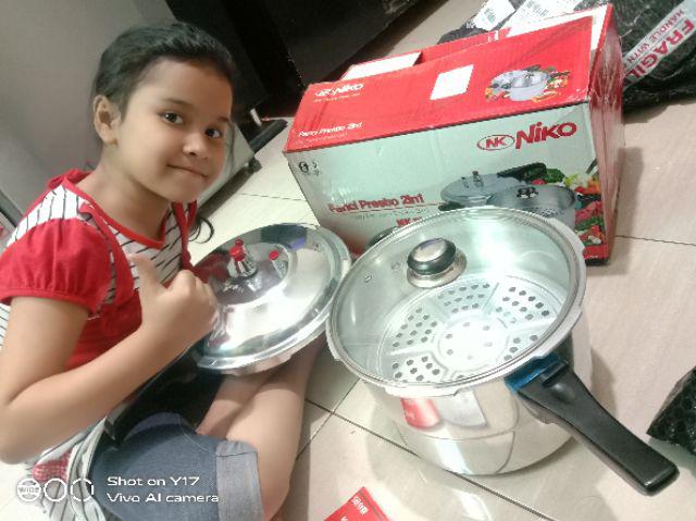 Panci Presto Niko 8 Liter 24 Cm Tutup Kaca Pressure Cooker Niko 2 In 1