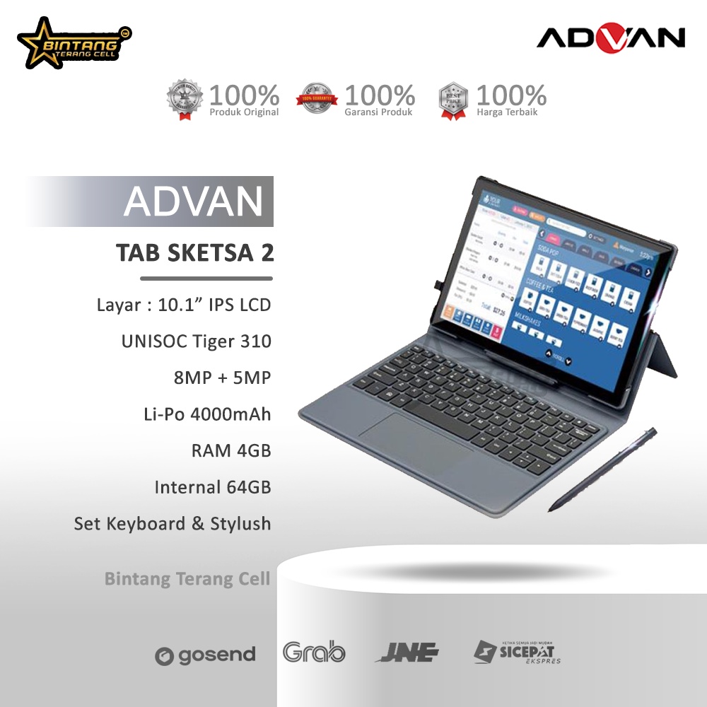 ADVAN TABLET SKETSA 2 RAM 4GB+64GB FULLSET GARANSI RESMI