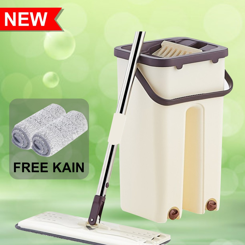 TURUN HARGA Alat Pel Praktis Mop Briny 2 Kain Alat Pembersih Lantai Alat Pel Praktis / Scratch Cleaning Mop Free Rafil kain Pel Praktis Mop Pel Putar Bentuk Persegi Panjang Untuk Perlengkapan Rumah