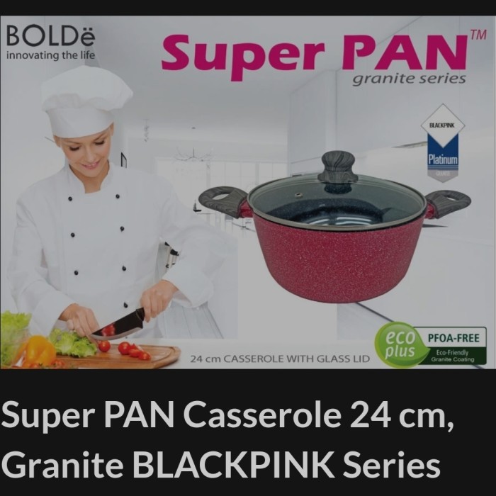 Super Pan bOLDE 24cm Casserelo BLACKPINK with glass lid Panci Bolde