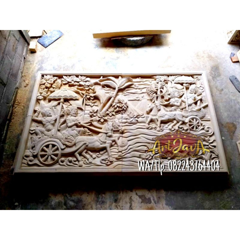 Relief Batu Alam Motif Mahabarata