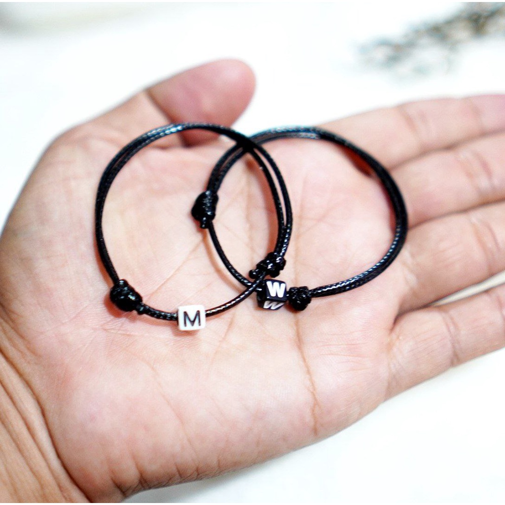 GELANG INISIAL DADU SINGLE SLIDE  ( tali anti air) / GELANG NAMA HURUF INITIAL CUSTOM / PARACORD BRACELET / GELANG VINTAGE-4
