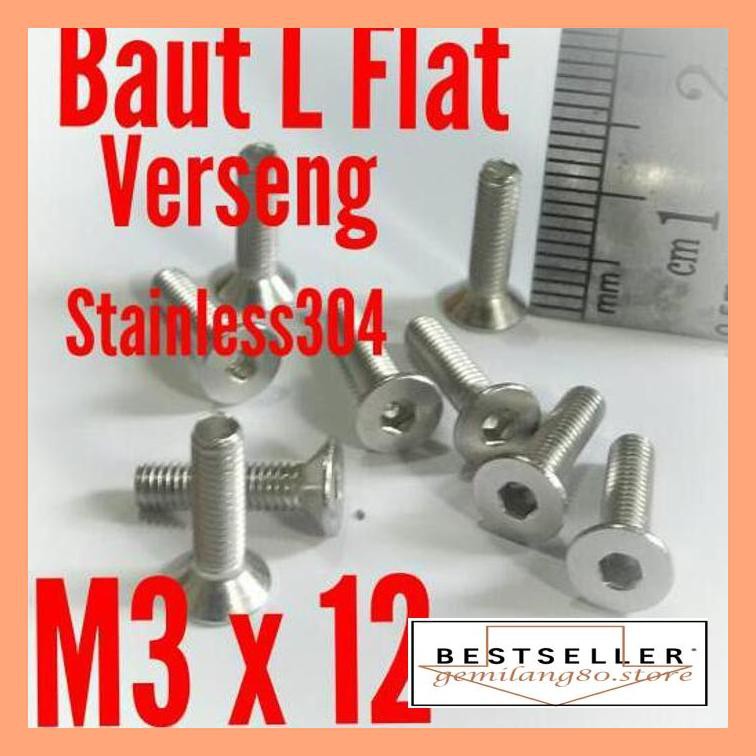 Baut & Mur Tools- Baut L Flat M3 X 12 Verseng Ss304 48A450D