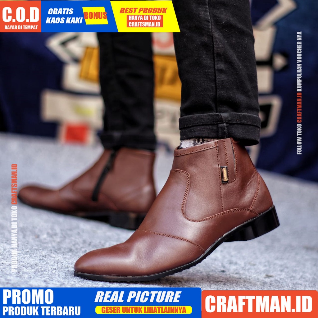 CRAFTS X FOX Sepatu Formal Sepatu Pria Casual Pantofel Kulit Asli Kasual Kerja Pria Cowok Keren Pria