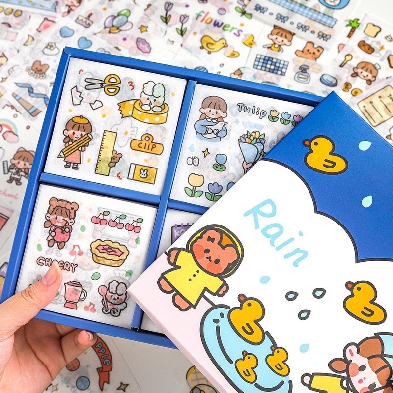 sticker aesthetic  - diy project sticker set box multi surface cute stickers korea style stickers tempelan diy