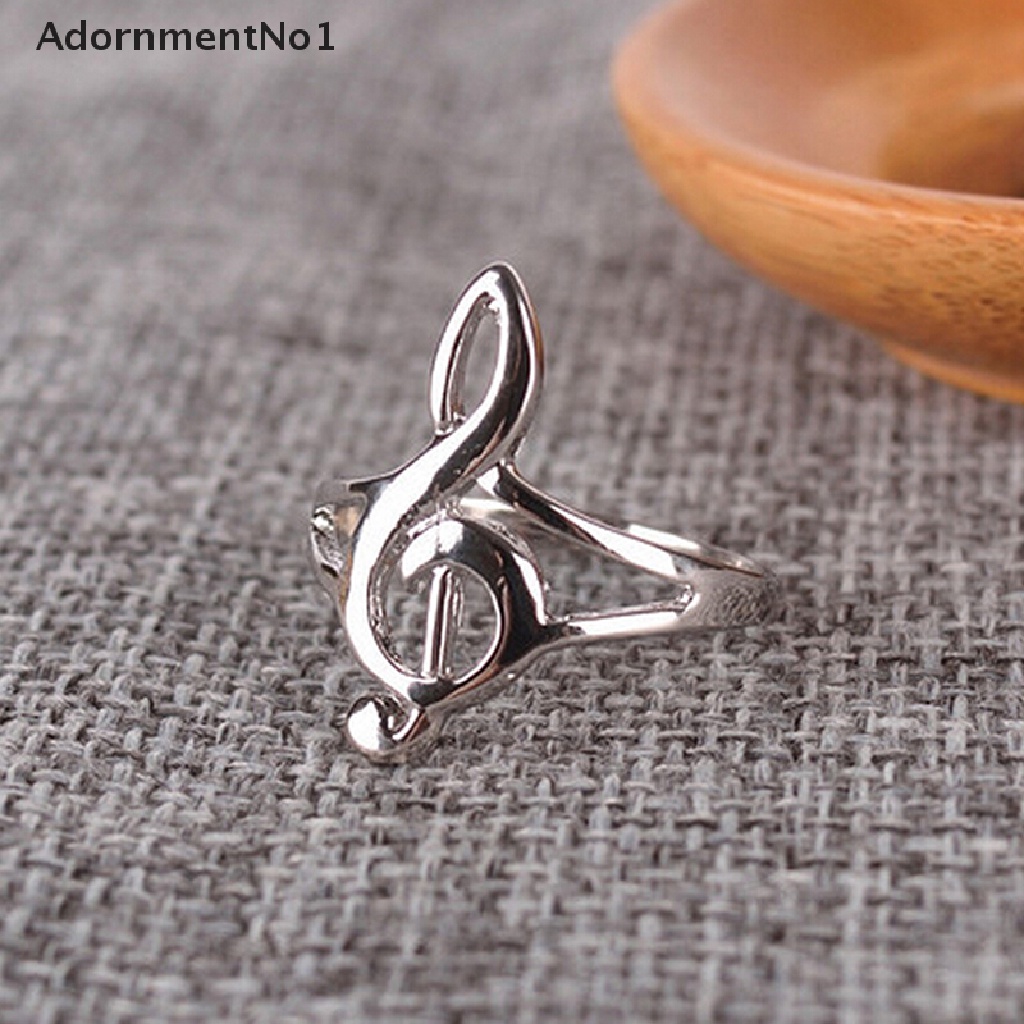 (AdornmentNo1) Cincin Bentuk Not Musik Warna Silver Untuk Wanita