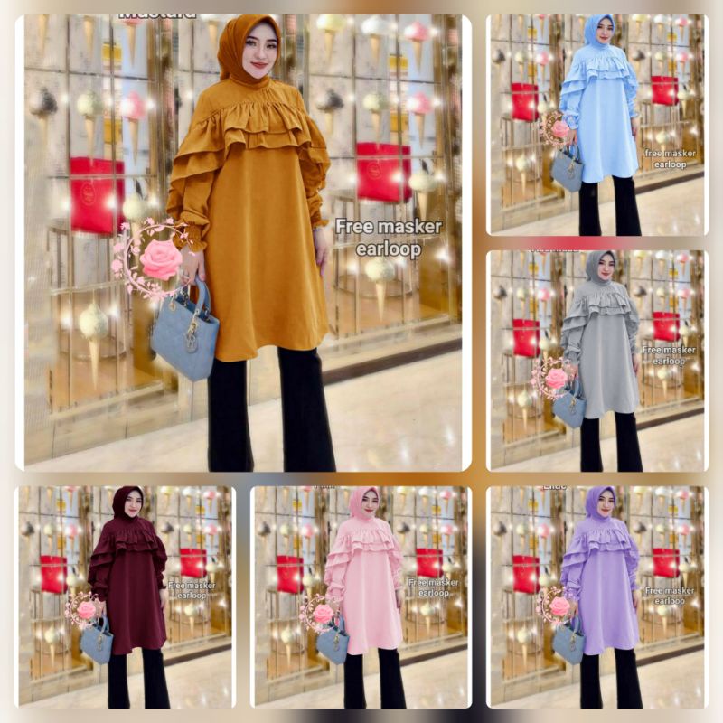 LONG TUNIK jumbo murah model sekarang/xxxl/terbaru/atasan bigsize/tunik free masker/tunik moscrepe p