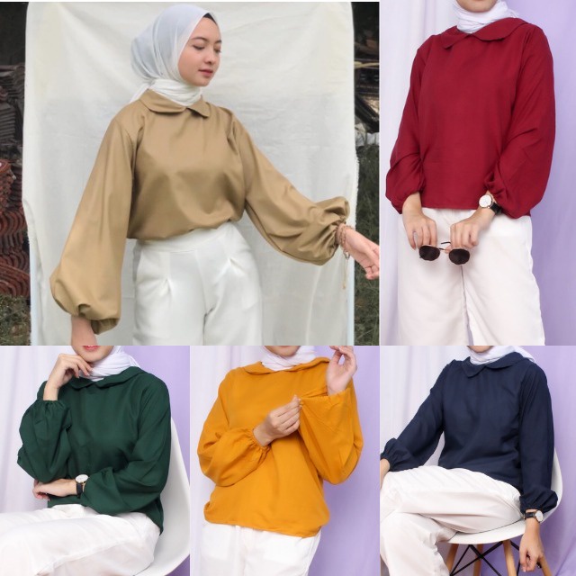 Blouse Putih Blouse Wanita Blouse Wanita Korea Blouse Crinkle Blouse Muslimah Kekinian Kemeja Wanita