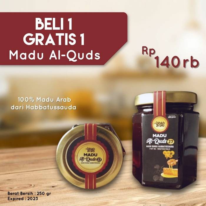 

Madu Al Quds (Madu Super) 250 gr Madu Kesehatan Beli 1 Gratis 1