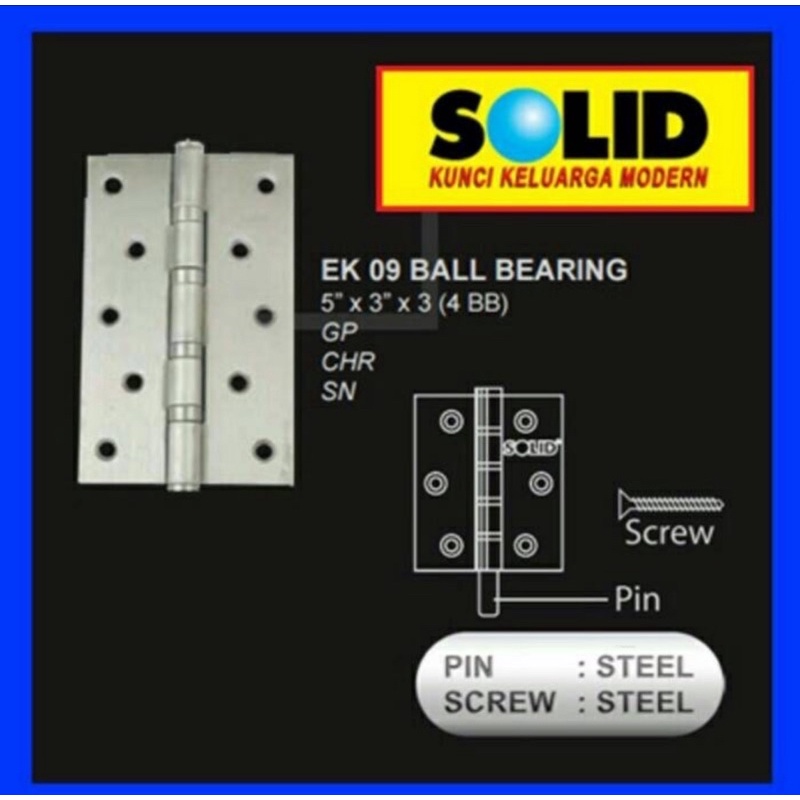 PROMO ENGSEL 5 INC SOLID EK 09 5x3x3 4BB Engsel solid Ek.09 5x3x3 4BB,engsel solid 5 inc,perlngkpn pintu