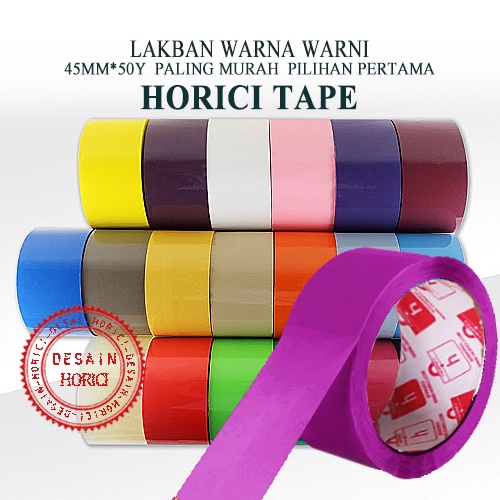 ISOLASI HORICI TAPE Perekat Murah Super Kuat /45mmx50Y LAKBAN Plastik WARNA-WARNI