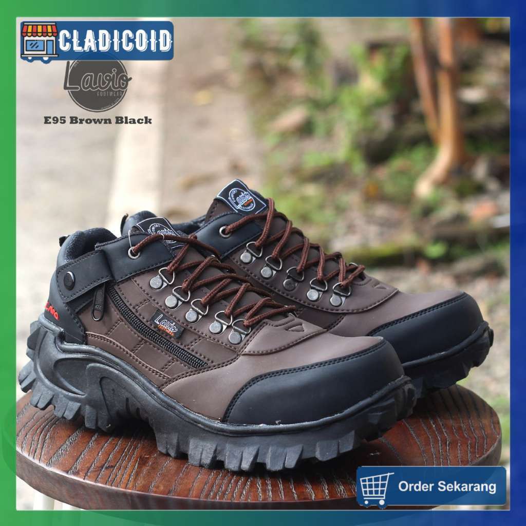 BIG SIZE 44-46 SEPATU SAFETY PRIA UJUNG BESI DENGAN RESLETING SEFTY KERJA LAPANGAN HIKING, BIKER E95