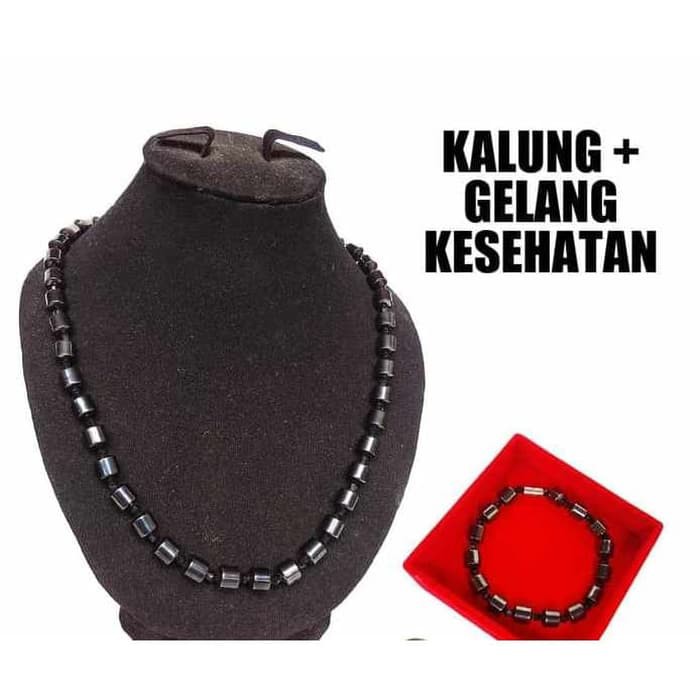 Diskon kalung plus gelang magnet hitam terapi kesehatan Ori