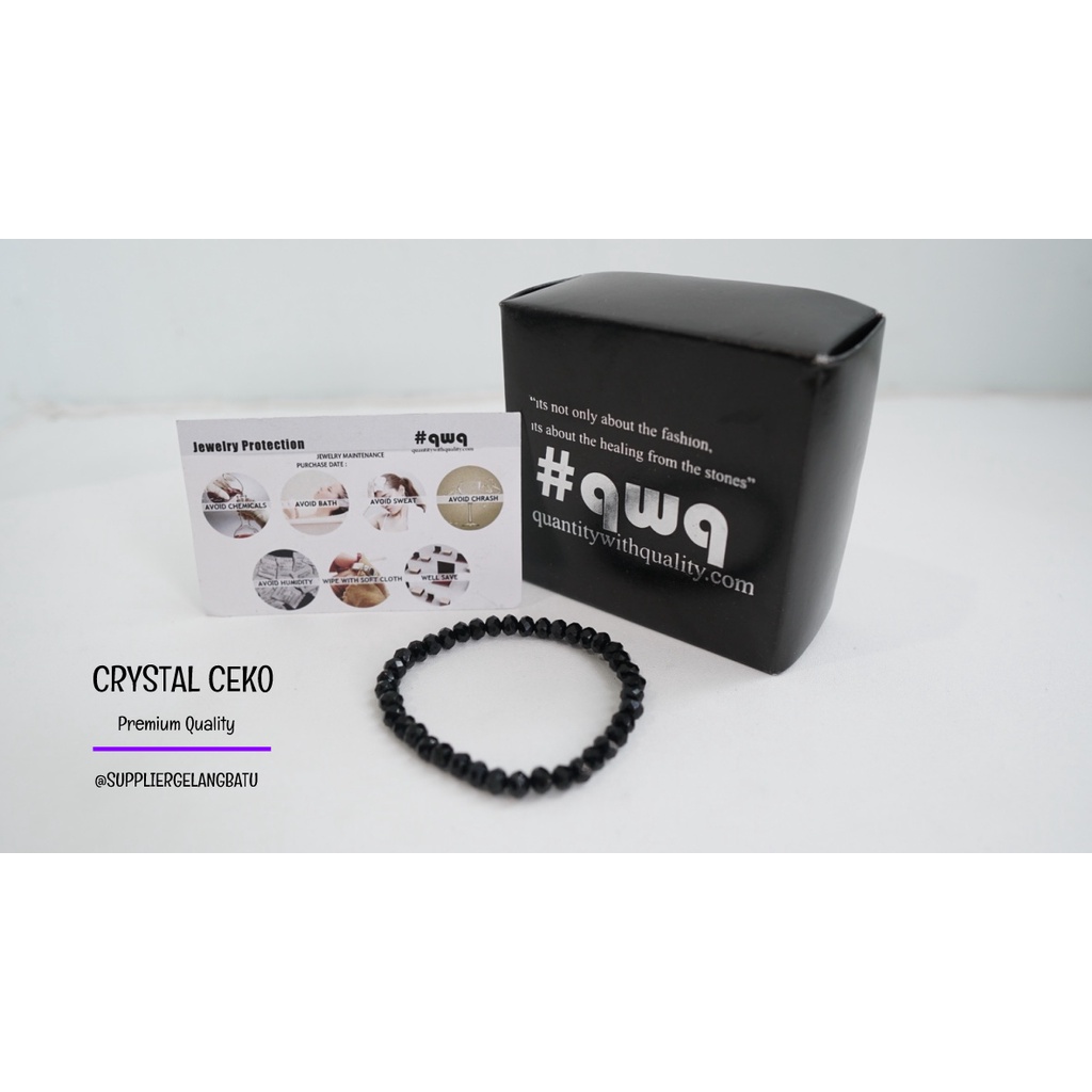 gelang kristal ceko BLACK ONYX aksesoris hitam premium bonus kotak