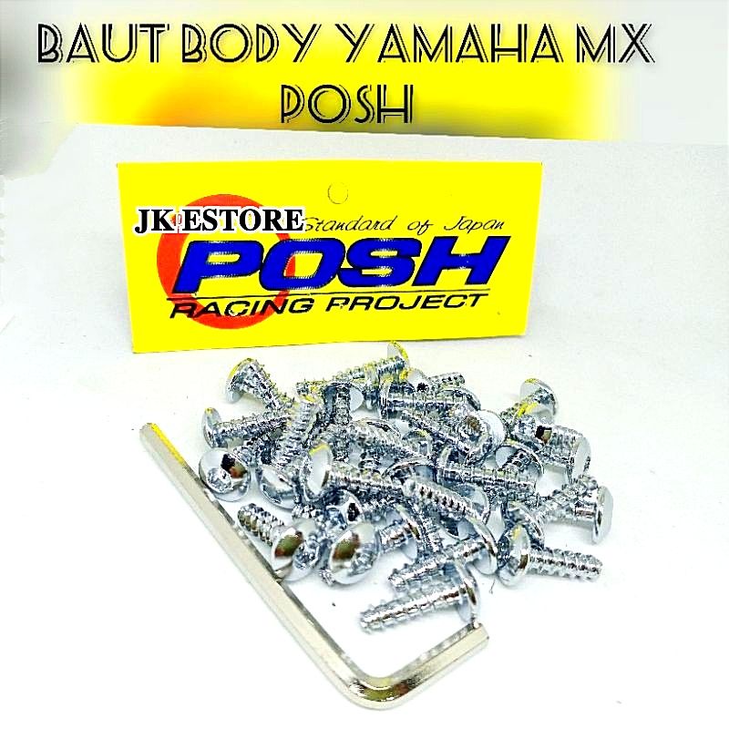 Baut body L crome baut body full set 34pcs baut yamaha MX dan Mio semua motor yamaha posh